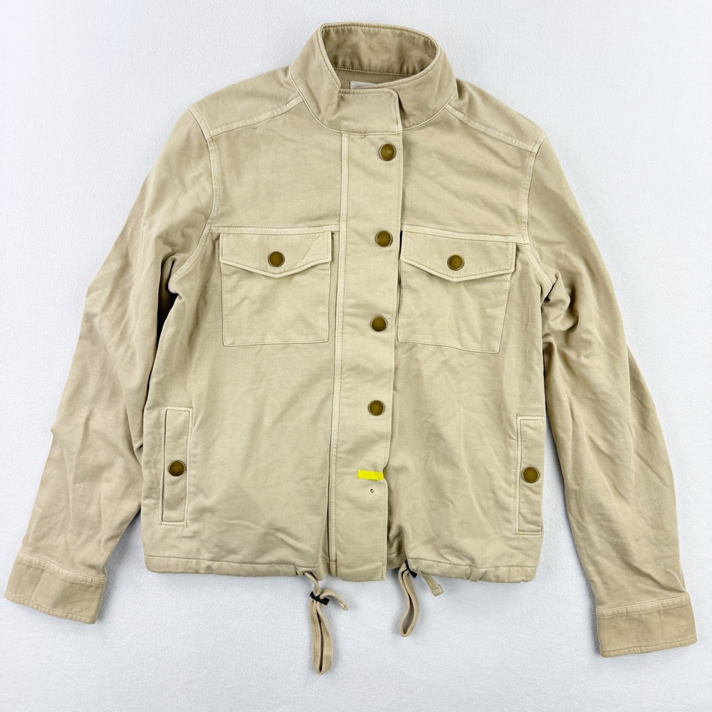 CASLON‎ Utility Jacket Size SMALL Drawstring Waist Button Up Collared Beige